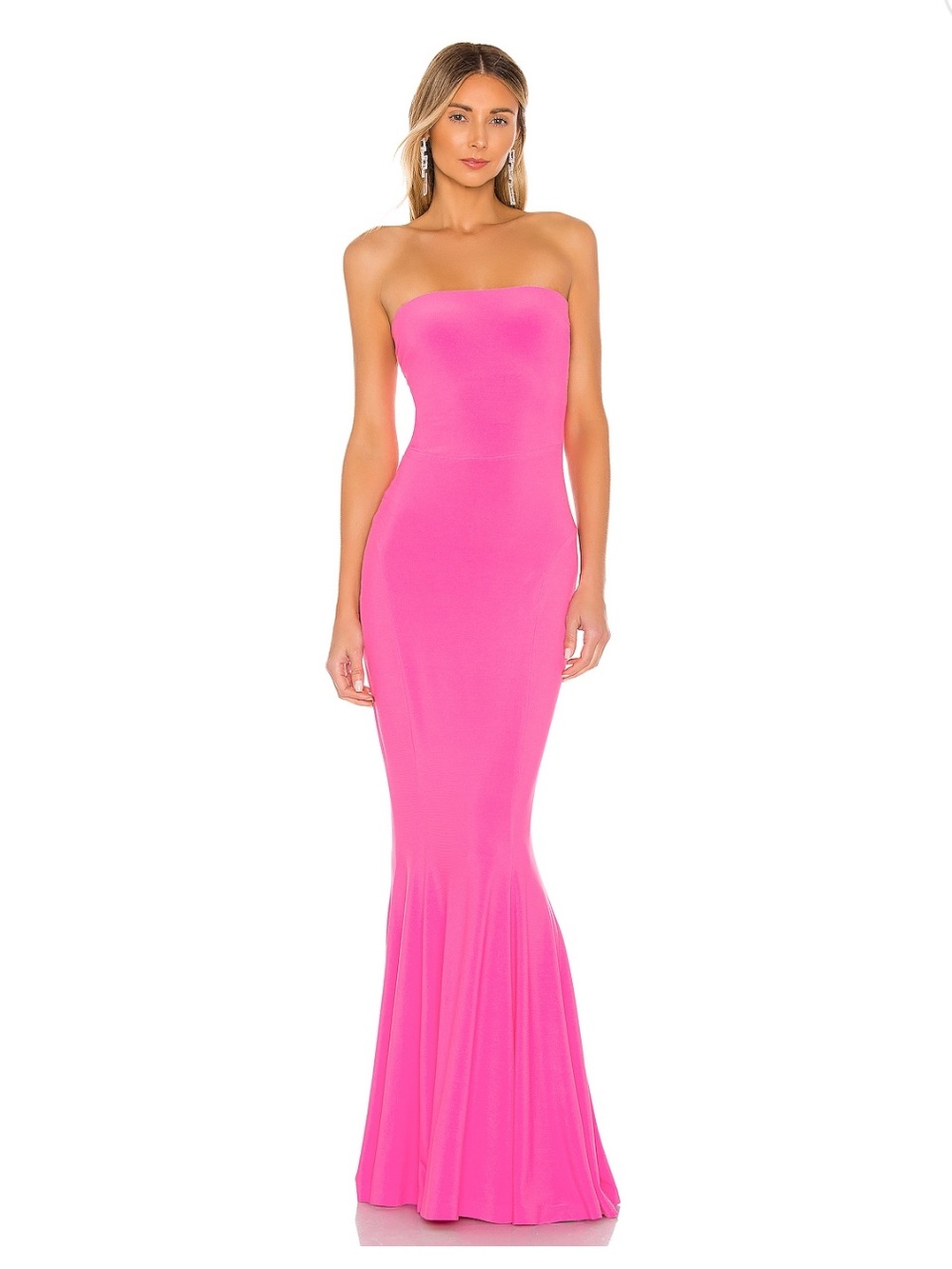 Norma Kamali × REVOLVE Strapless Fishtail Gown in Orchid Pink